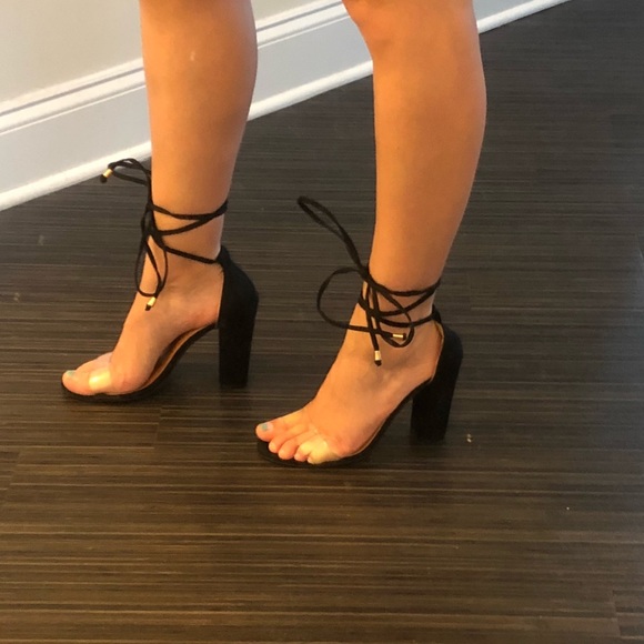 JUST IN PVC Clear Lace Up Heels - Picture 4 of 5